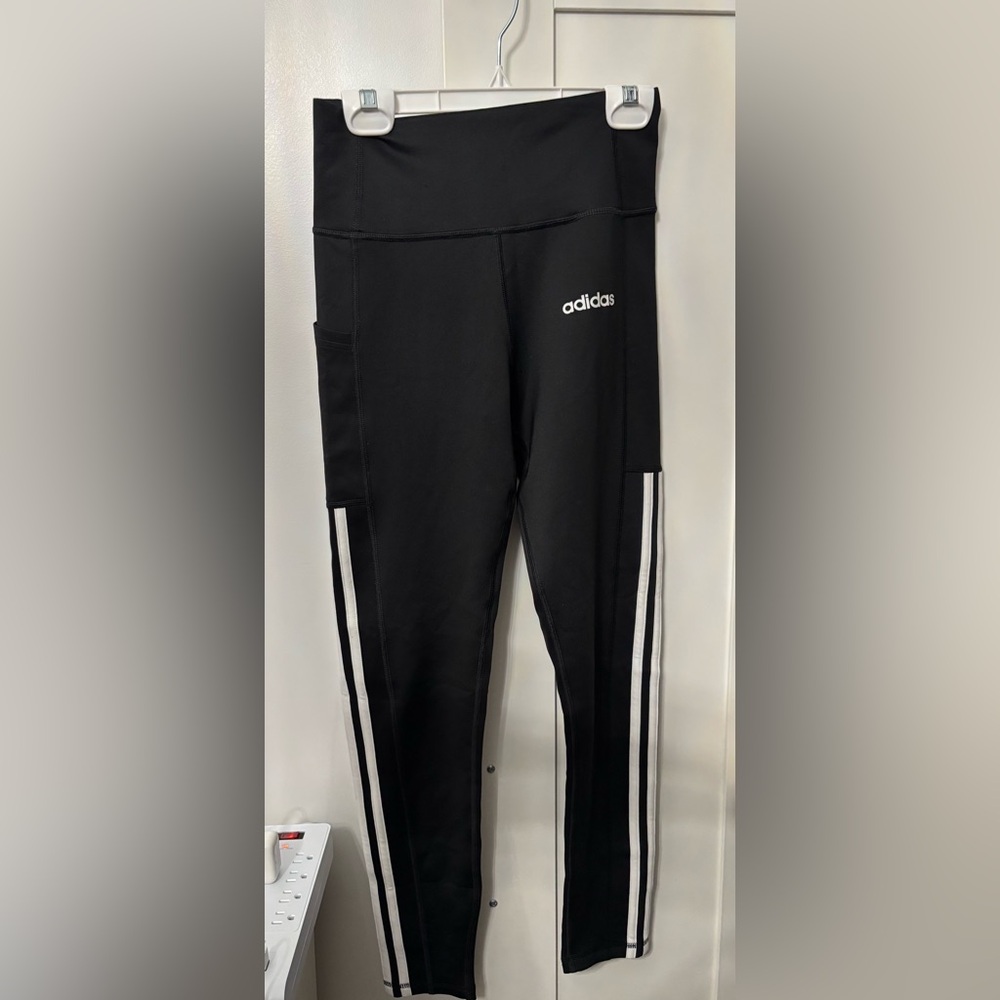 Adidas Black Joggers with White Stripes